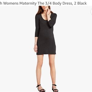 3/4 Sleeve Scoop Neck Bodycon Dress - Black